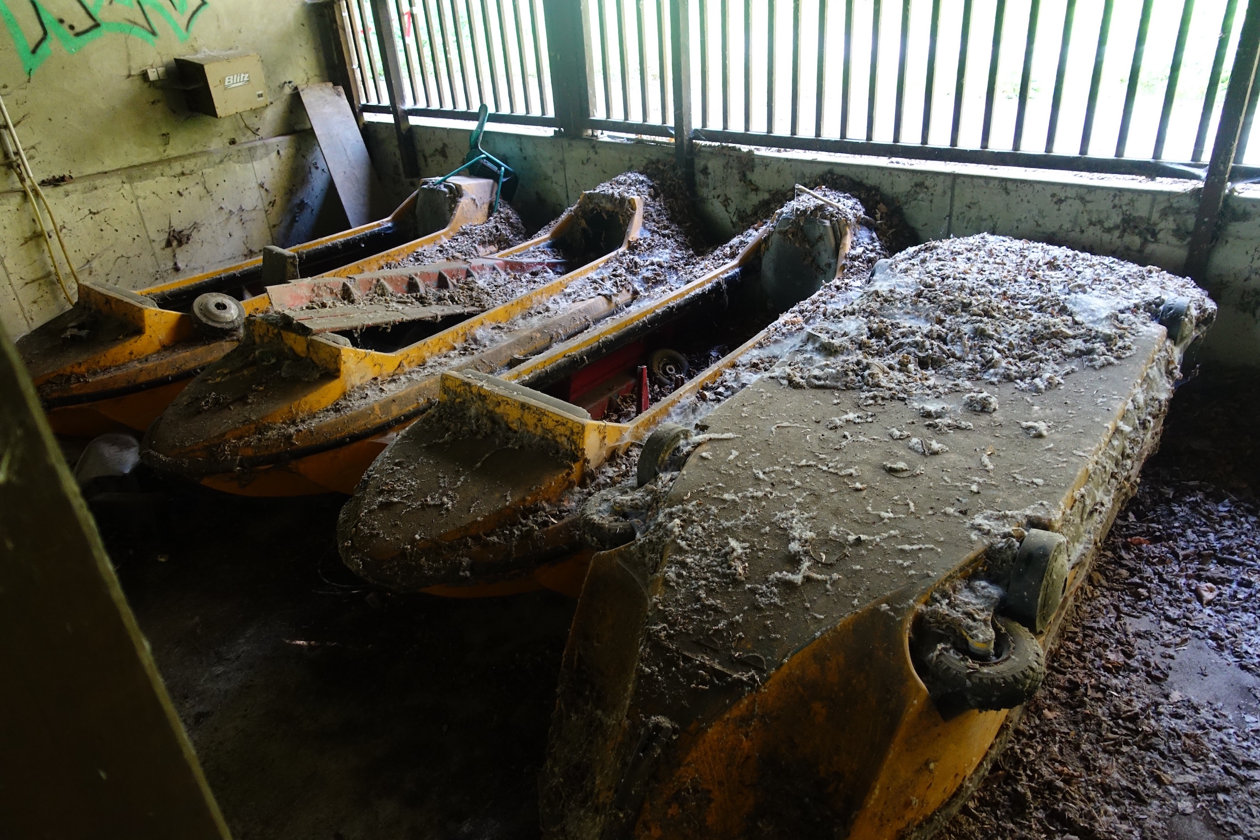 The abandoned log flume cars