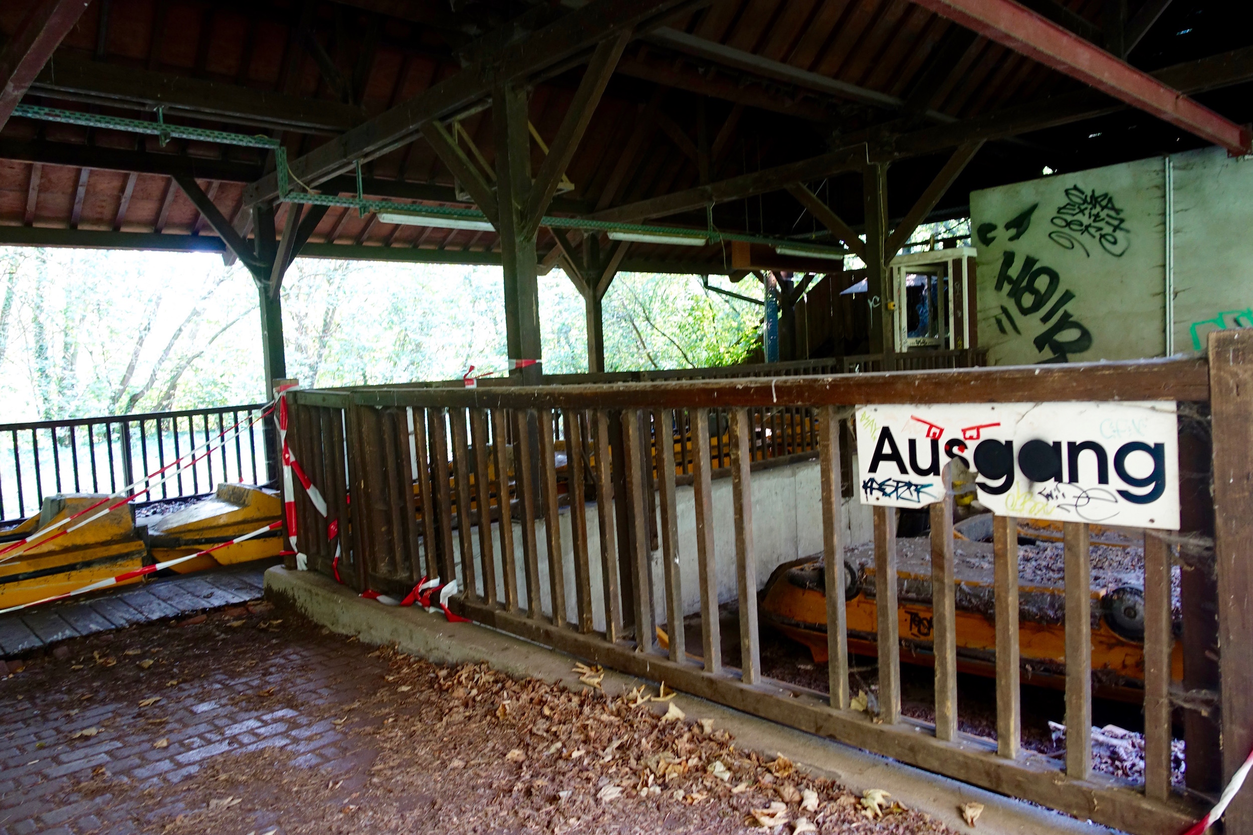 The abandoned exit of the log flume